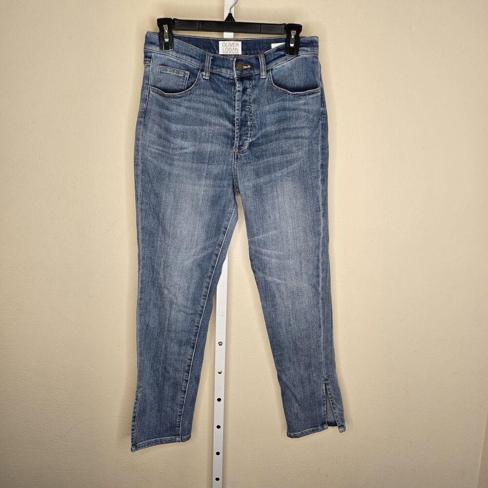 Oliver Logan Mom Denim Jeans Button Fly Ankle Slit Size 29x28